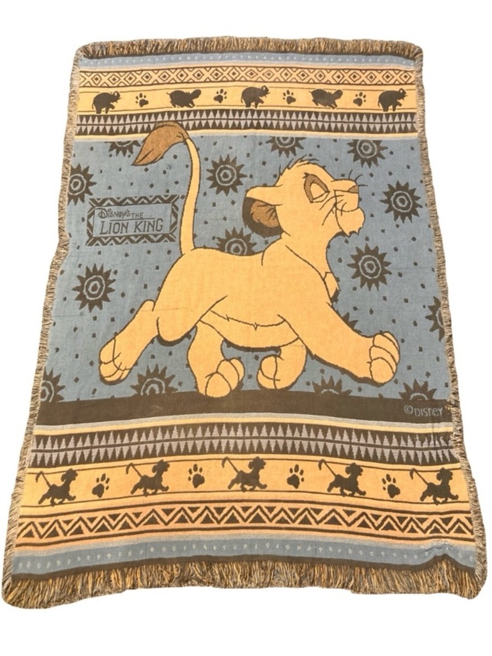 Vintage 90’s Disney The Lion King Simba Jacquard Blanket Throw Tapestry Knit